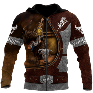 Personalized Name Bull Riding Hoodie Printed Unisex Shirts Brown HOOD02FNN061121
