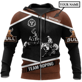 Personalized Name Bull Riding Hoodie Printed Unisex Shirts Black Team Roping