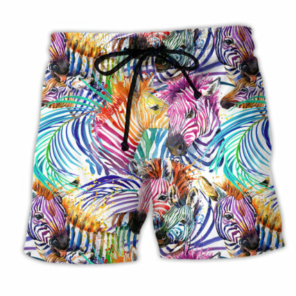 Zebra Colorful Leaf Basic - Beach Short - Owl Ohh - Owl Ohh