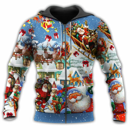 Christmas Say Hi From Santa With Snow - Hoodie - Owl Ohh - Owl Ohh