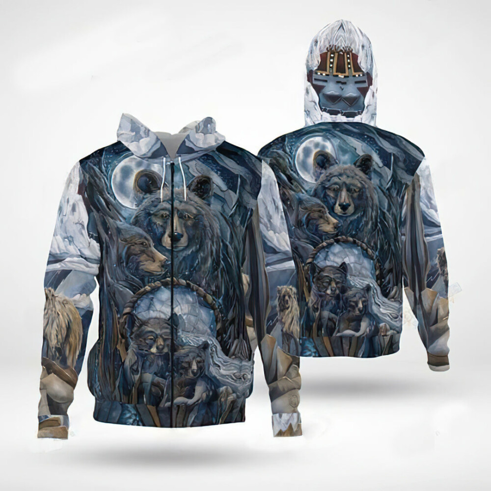 Bear Native American - Hoodie - HOOD01FNN241121