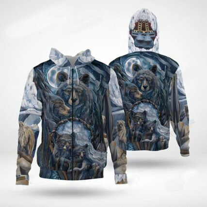 Bear Native American - Hoodie - HOOD01FNN241121