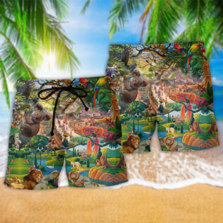 Zoo Animals Love Life Funny - Beach Short - Owl Ohh - Owl Ohh