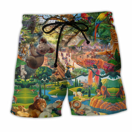 Zoo Animals Love Life Funny - Beach Short - Owl Ohh - Owl Ohh
