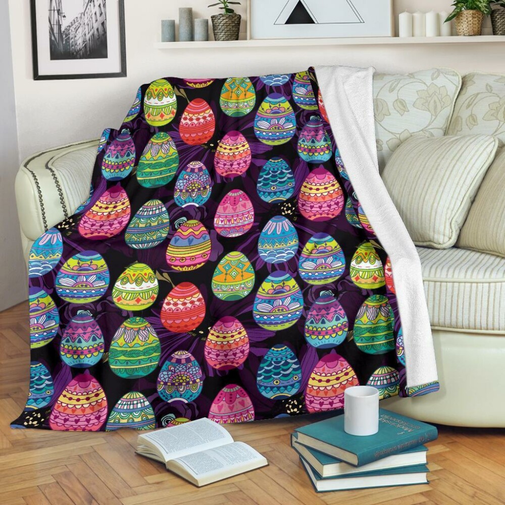 Easter Eggs Pattern Purple Happy Easter Day - Flannel Blanket - Owl Ohh - Owl Ohh