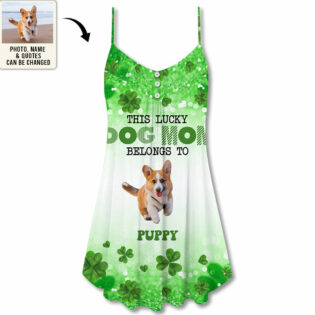 ST.Patrick's Day This Lucky Dog Mom Custom Photo Personalized - V-neck Sleeveless Cami Dress - Personalized Photo Gifts - Owl Ohh