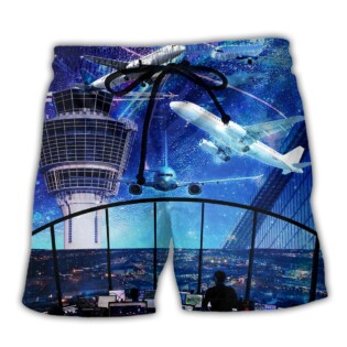 Airplane And Air Traffic Controller - Beach Short - Owl Ohh - Owl Ohh