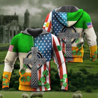 American flag celtic cross irish saint patrick's day all over 1 - Hoodie - HOOD03NGA120122