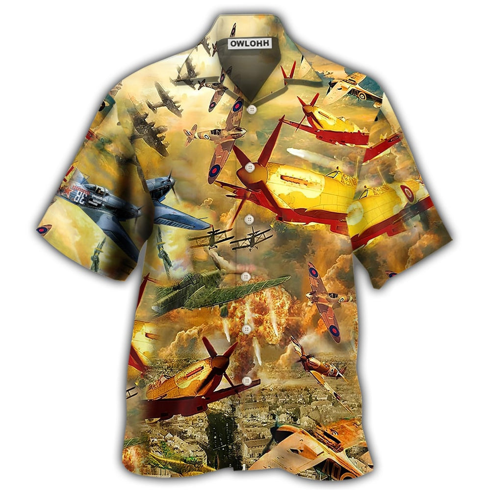 Combat Aircraft Fly Sky Fire - Hawaiian Shirt - Owl Ohh for men and women, kids - Owl Ohh