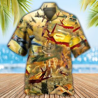 Combat Aircraft Fly Sky Fire - Hawaiian Shirt - Owl Ohh for men and women, kids - Owl Ohh