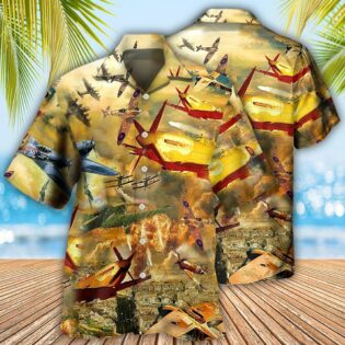 Combat Aircraft Fly Sky Fire - Hawaiian Shirt - Owl Ohh for men and women, kids - Owl Ohh