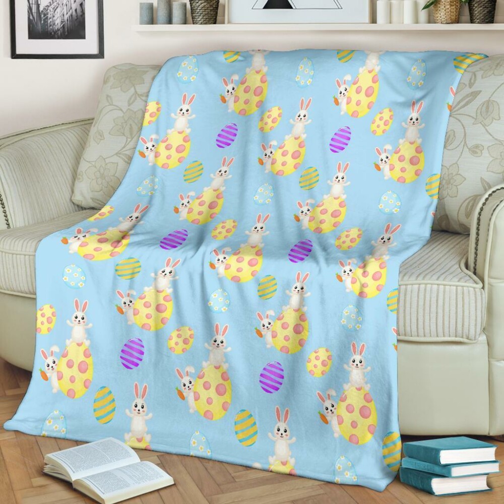 Easter Eggs With Bunny Happy Easter Day - Flannel Blanket - Owl Ohh - Owl Ohh