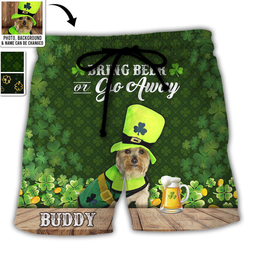 St Patrick's Beer Cat Dog Lover Lucky Coin Custom Photo Personalized - Beach Short - Personalized Photo Gifts - Owl Ohh