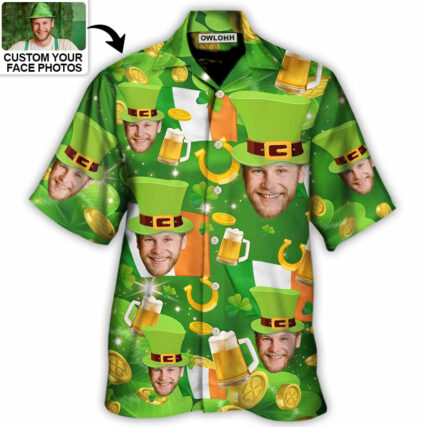 ST Patrick's Day Happy Funny Gift Custom Photo - Hawaiian Shirt - Personalized Photo Gifts - Owl Ohh