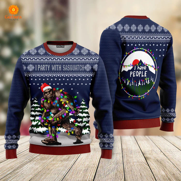 Christmas I Party With Sasquatch Camping Knitting Christmas ,Ugly Sweater  Party,ugly sweater ideas - Ugly Christmas Sweater - OwlOhh - Owl Ohh |  Hawaii Shirts with Inspired Designs