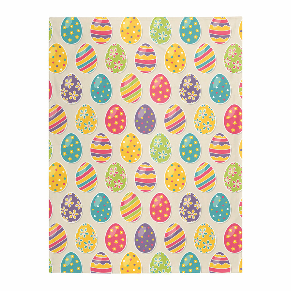 Easter Colorful Cute Easter Eggs Pattern - Flannel Blanket - Owl Ohh - Owl Ohh