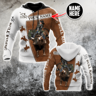 Personalized Name Bull Riding Hoodie Printed Unisex Shirts Brown Bull