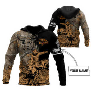 Personalized Name Bull Riding Hoodie Printed Unisex Shirts Camo - BAES01DUC200222