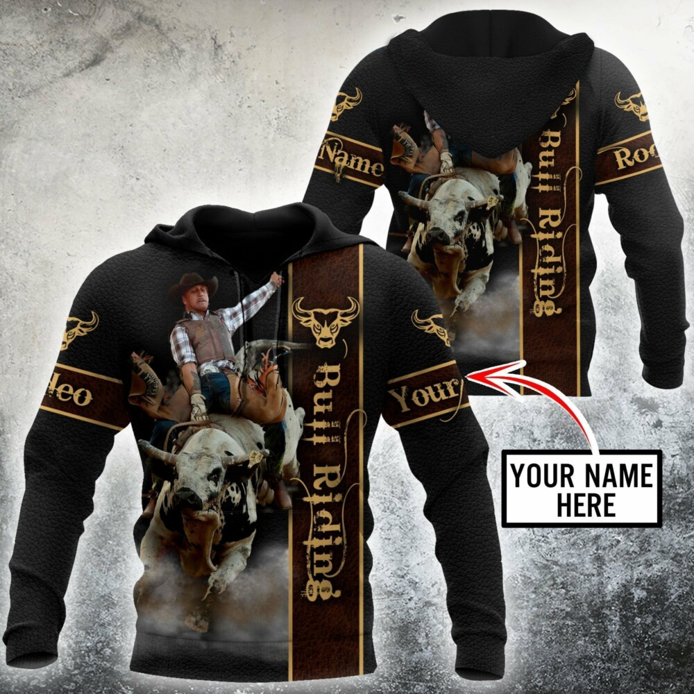 Personalized Name Bull Riding Hoodie Printed Unisex Shirts Bull Rider Ver 5