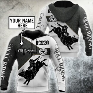 Personalized Name Bull Riding Hoodie Printed Unisex Shirts Black Rodeo