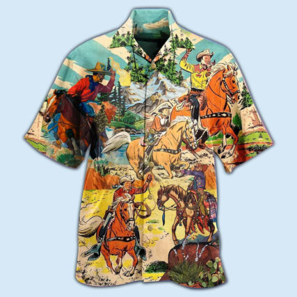Cowboy Real Men Ride Horses Cool - Hawaiian Shirt - Owl Ohh - Owl Ohh