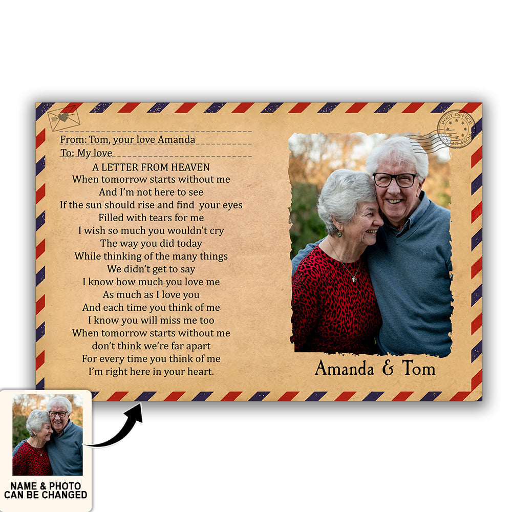Couple A Letter From Heaven Custom Photo Personalized - Horizontal Poster - Personalized Photo Gifts - Owl Ohh