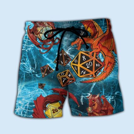 Dragon D20 Love Life Blue Mysterious Dragon Blue - Beach Short - Owl Ohh - Owl Ohh