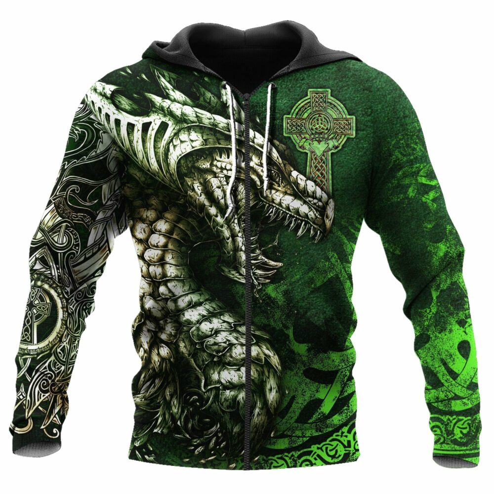 Celtic dragon tattoo green style - Hoodie - HOOD01NGA310322