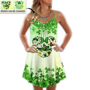 ST Patrick's Day Shamrock Watercolor Happy ST Patrick's Day Special Gift - V-neck Sleeveless Cami Dress - Personalized Photo Gifts - Owl Ohh