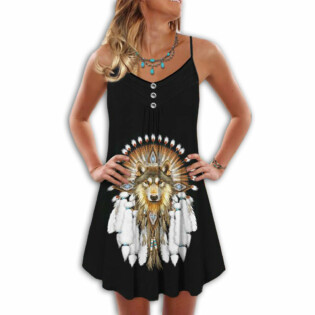 Native Wolf And Black Peaceful Vibes - Summer Dress - Owl Ohh - Owl Ohh
