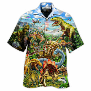 Dinosaur Rawrsome World Blue Sky - Hawaiian Shirt - Owl Ohh - Owl Ohh