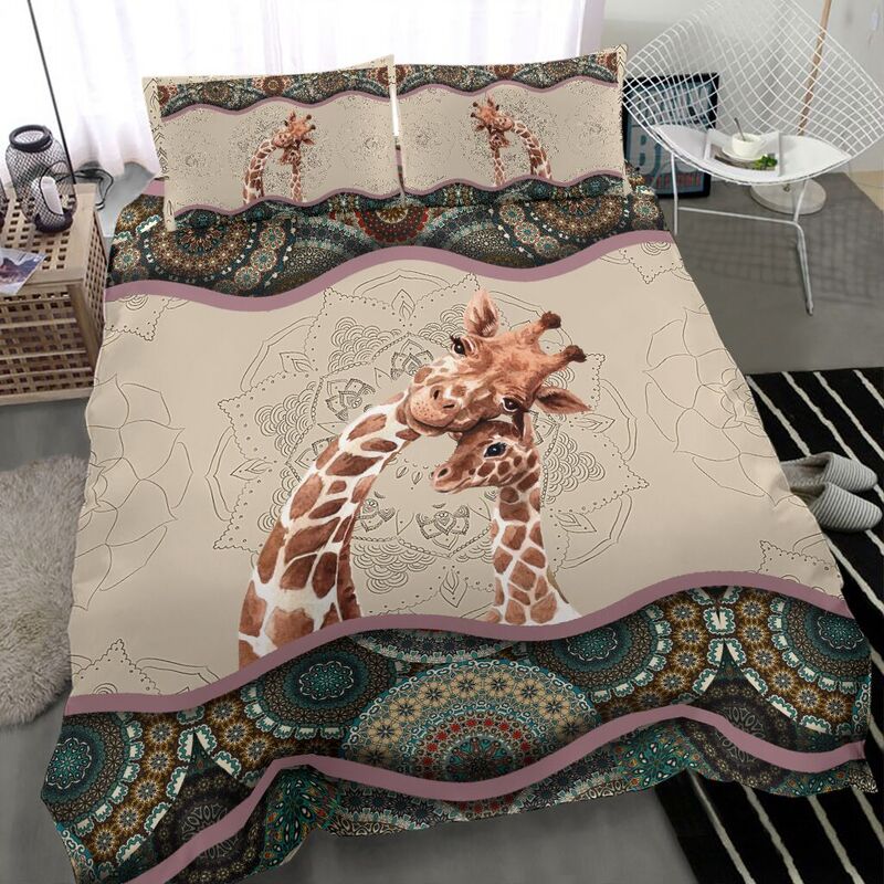 Giraffe Family Together Happiness Mandala - Bedding Cover - Owl Ohh - Owl Ohh