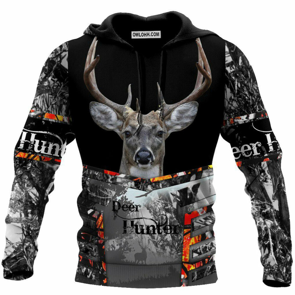 Hunting Deer Black And Gray - Hoodie - Owl Ohh - Owl Ohh