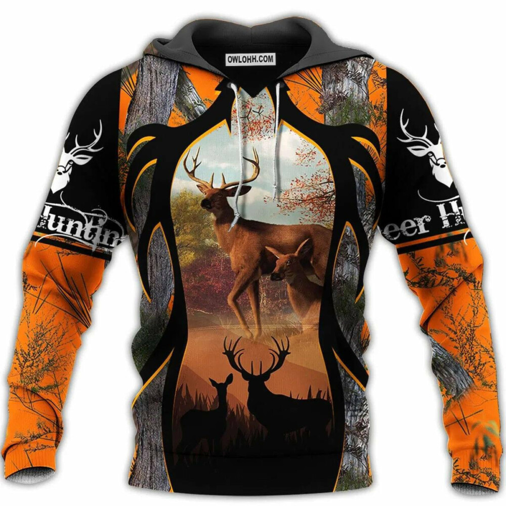 Hunting Deer Black And Orange Style - Hoodie - Owl Ohh - Owl Ohh