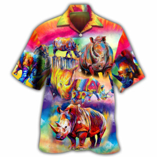 Rhino Painting Style So Much Cool - Hawaiian Shirt - Owl Ohh-Owl Ohh