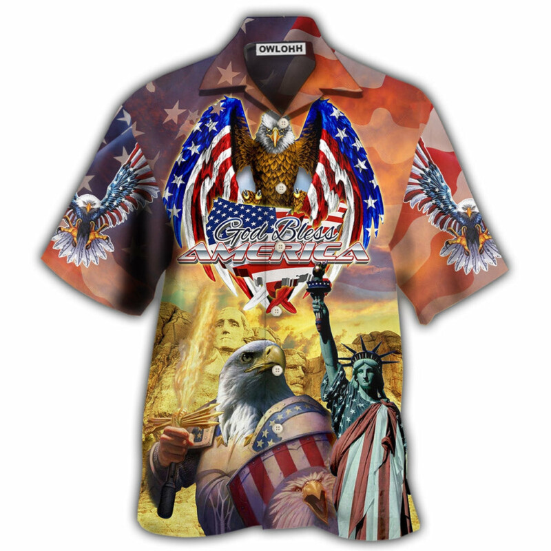 America Eagle Patriotic God Bless America America - Hawaiian Shirt - Owl Ohh - Owl Ohh