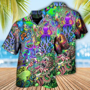 Hippie Funny Octopus Love Music Colorful Ocean - Hawaiian Shirt - Owl Ohh - Owl Ohh