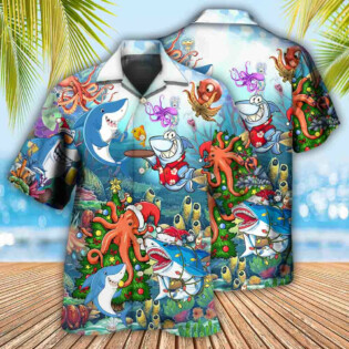 Shark Loves Beautiful Octopus - Hawaiian Shirt - Owl Ohh - Owl Ohh