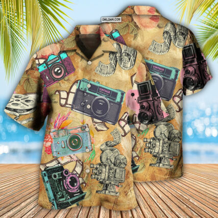 Camera Look At Old Cameras - Hawaiian Shirt - Owl Ohh for men and women, kids - Owl Ohh