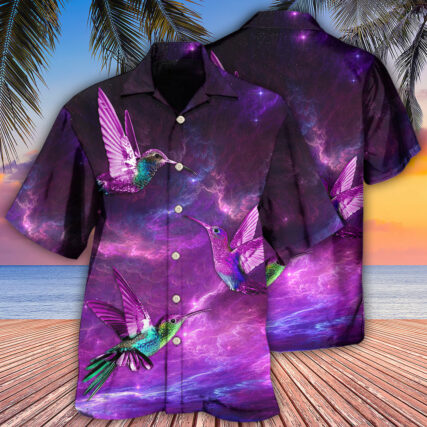 Hummingbird Love Sky In Purple - Hawaiian Shirt - Owl Ohh - Owl Ohh