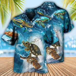 Turtle Swimming Over Sea - Hawaiian Shirt - Owl Ohh - Owl Ohh