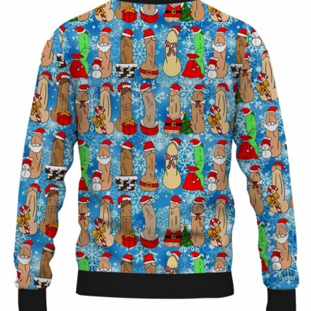 Fun Christmas Snowflake Cocks Print Crewneck Sweatshirt