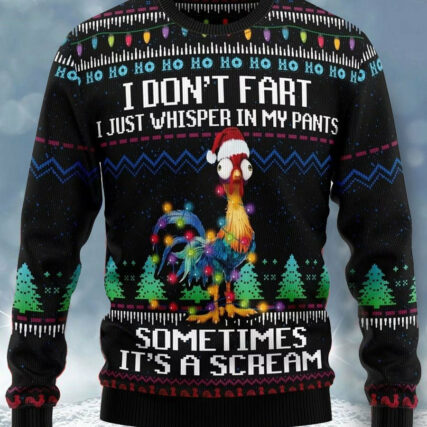 Fun Christmas Cock Print Casual Crew Neck Sweatshirt