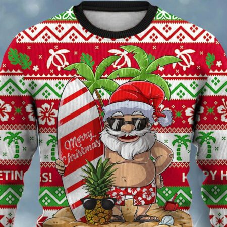 Hawaiian Christmas Sweater Print Crew Neck Sweatshirt