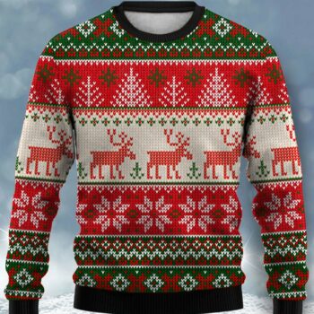 Vintage Elk Snow Print Crew Neck Sweatshirt