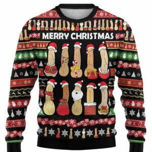 Dirty Ugly Cockmas Print Casual Crewneck Sweatshirt