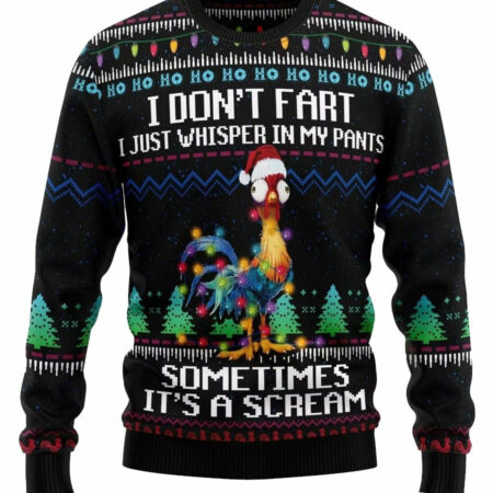 Fun Christmas Cock Print Casual Crew Neck Sweatshirt