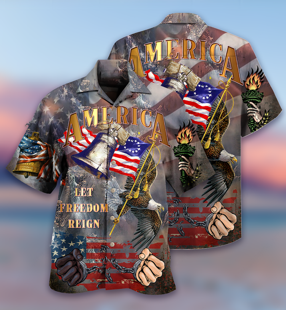 America Let Freedom Reign - Hawaiian Shirt - Owl Ohh - Owl Ohh