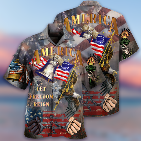America Let Freedom Reign - Hawaiian Shirt - Owl Ohh - Owl Ohh