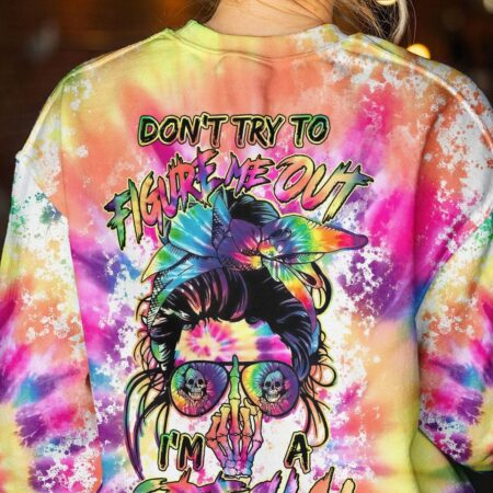 DON'T TRY TO FIGURE ME OUT MESSY BUN ALL OVER PRINT - TLTM1201234